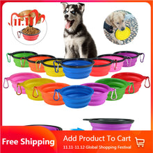 Load image into Gallery viewer, Dog Travel Silicone Bowl Portable Foldable Collapsible Pet Cat Dog Food Water Feeding Travel Outdoor Bowl  Pet Accessories
